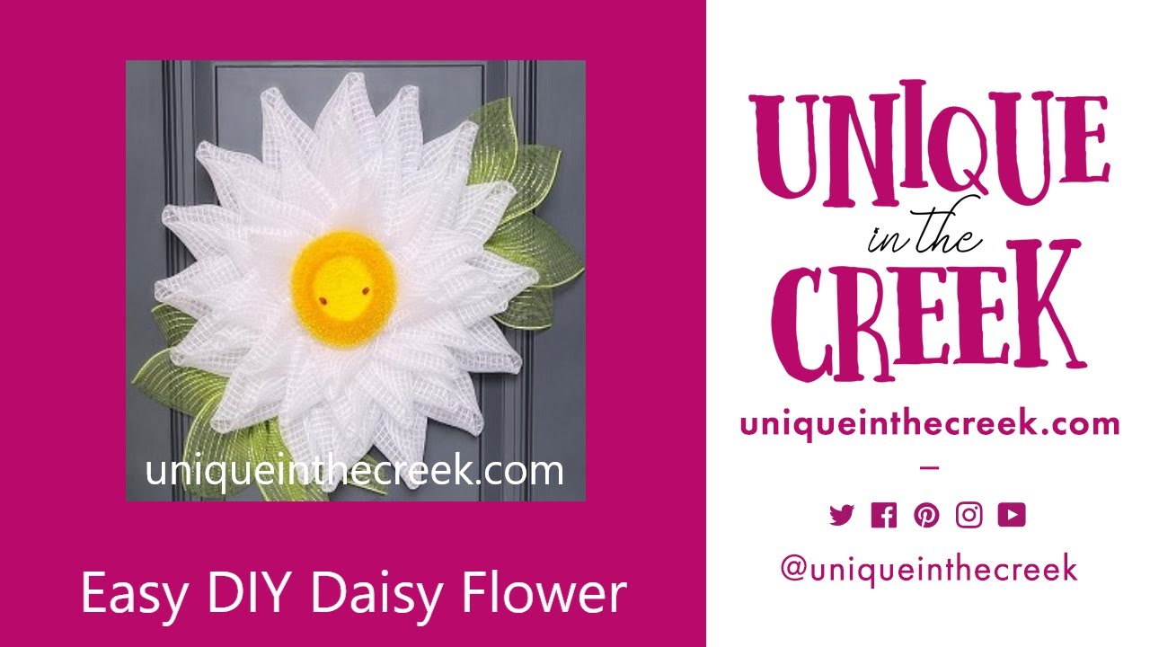 DIY Easy Deco Mesh Daisy Flower Wreath on UITC Large Board