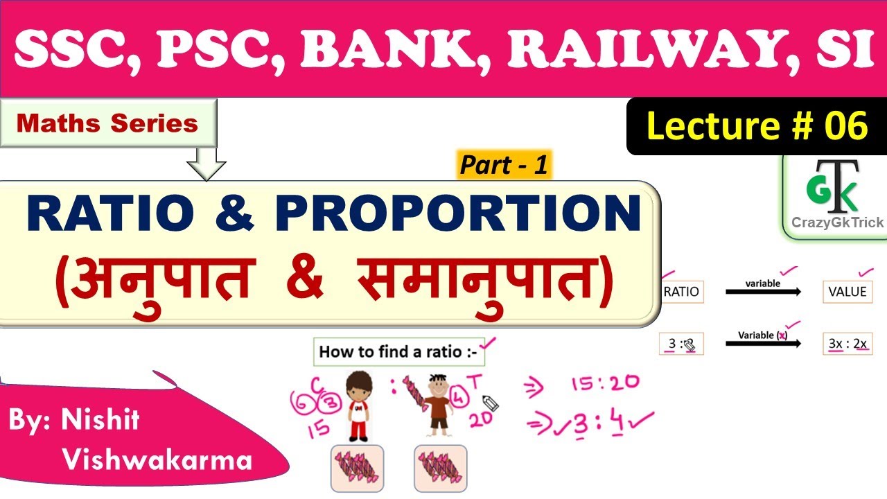 Lecture #06 : RATIO & PROPORTION (अनुपात और समानुपात ) | Part-1 | - CrazyGkTrick Maths Series