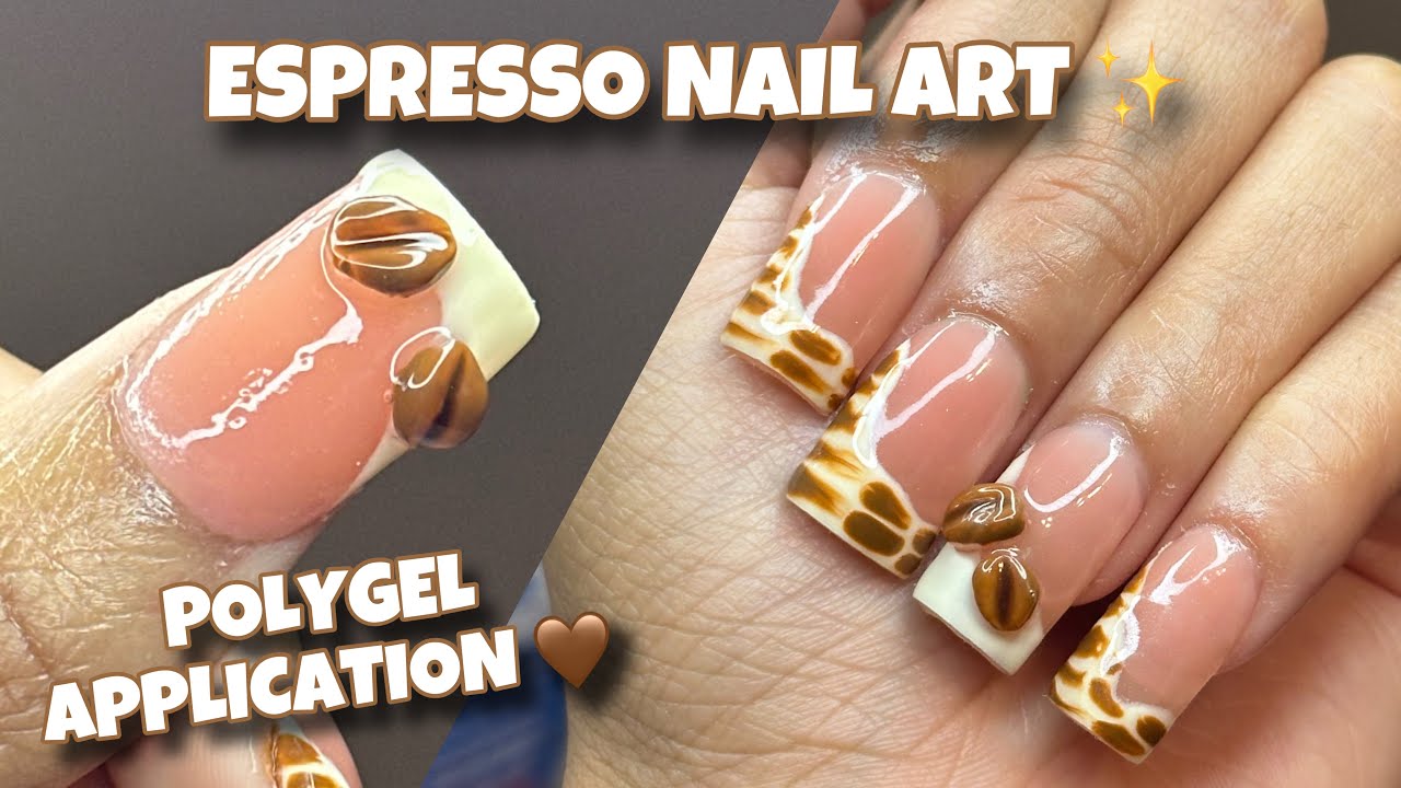 Polygel Nails for Beginners Feat. Coffee Nail Art ☕️✨ Nail Art Tutorial for Short Nails