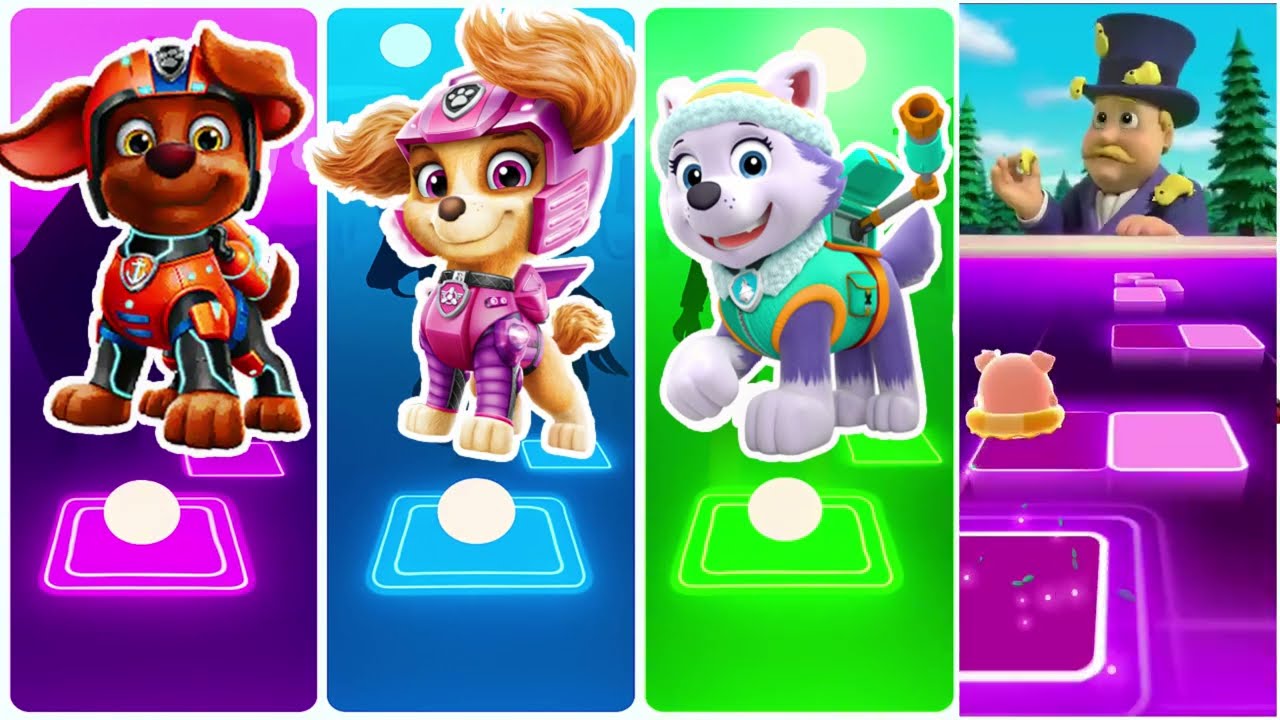 PAW Patrol Раббл 🆚 Райдер 🆚️ Маршалл 🆚️ Скай 🎶 Tiles Hop EDM Rush 98