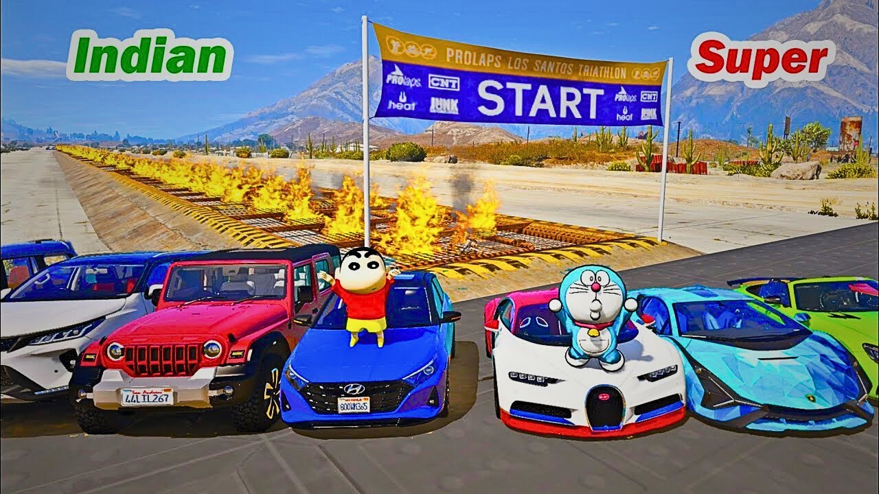 GTA 5: Indian Cars Vs Super Cars | IMPOSSIBLE FIRE Chamber Ramp Challenge | GTA 5 MODS! HINDI