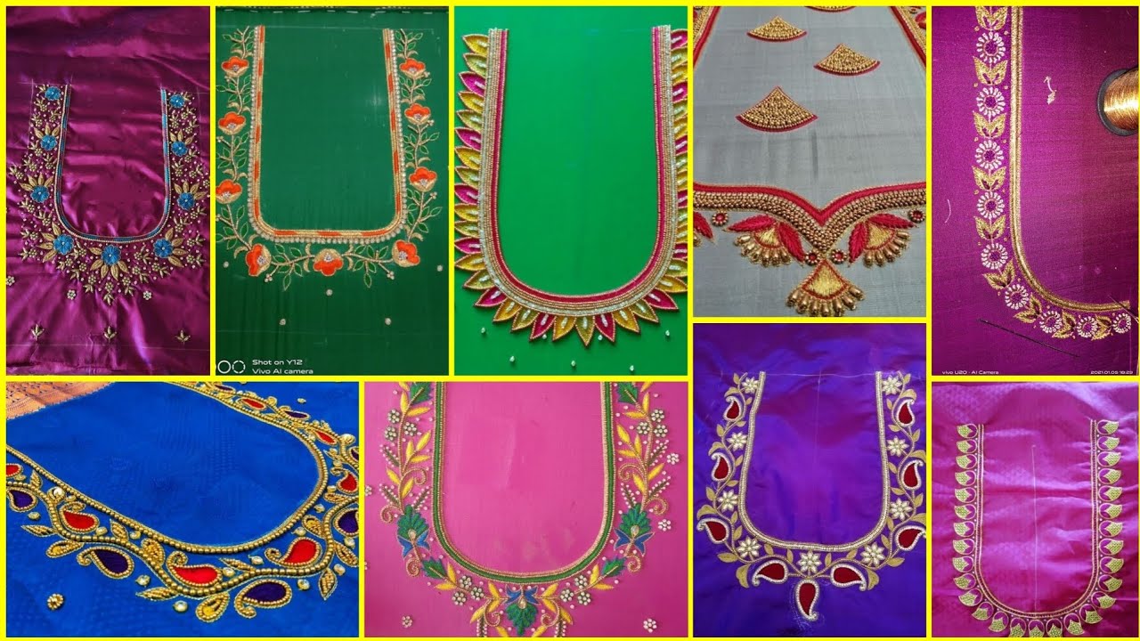 25Aari blouse design💥aari thread work blouse design💥aari blouse back neck design#blouse#aari#design