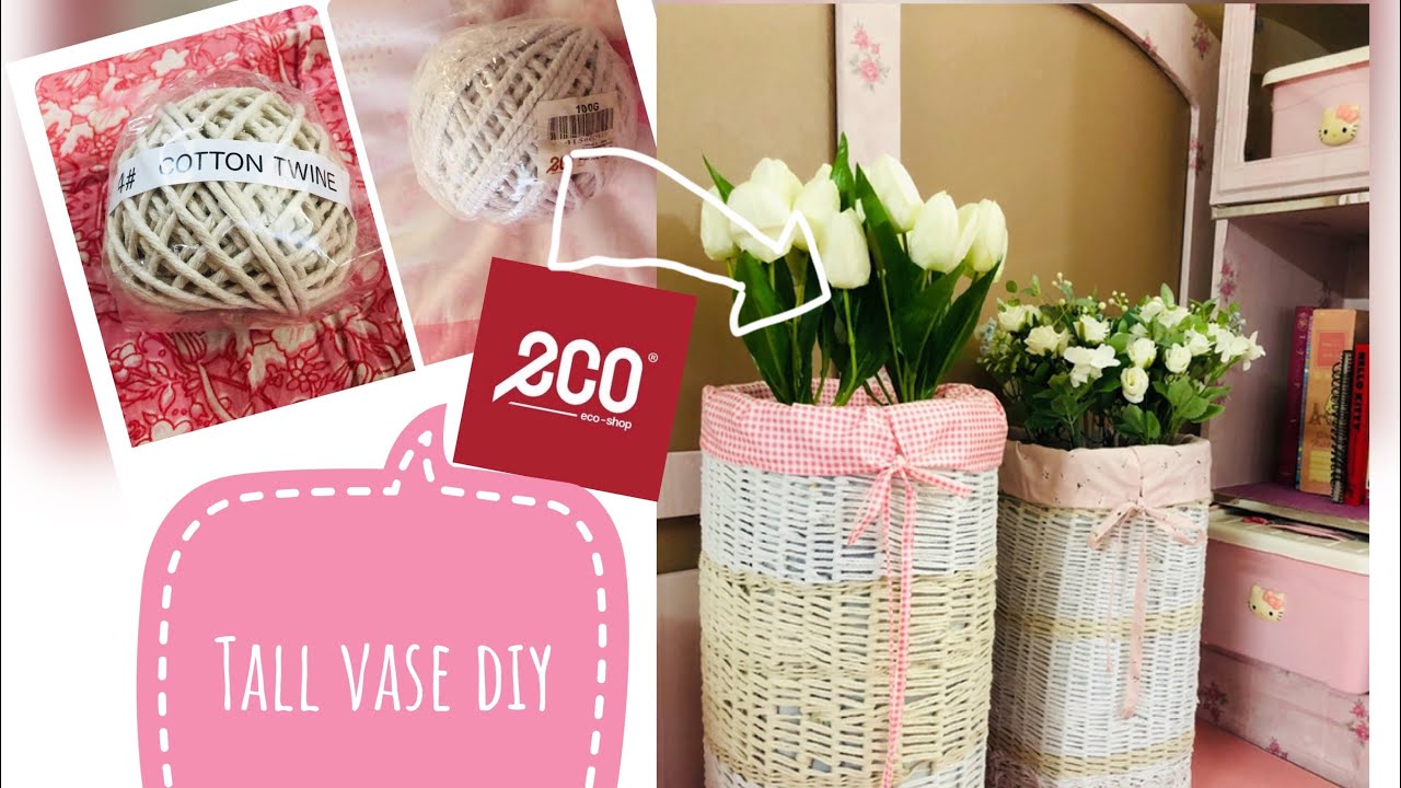 Eco Shop Haul Tall Jute Rope Cardboard Basket || Vase DIY