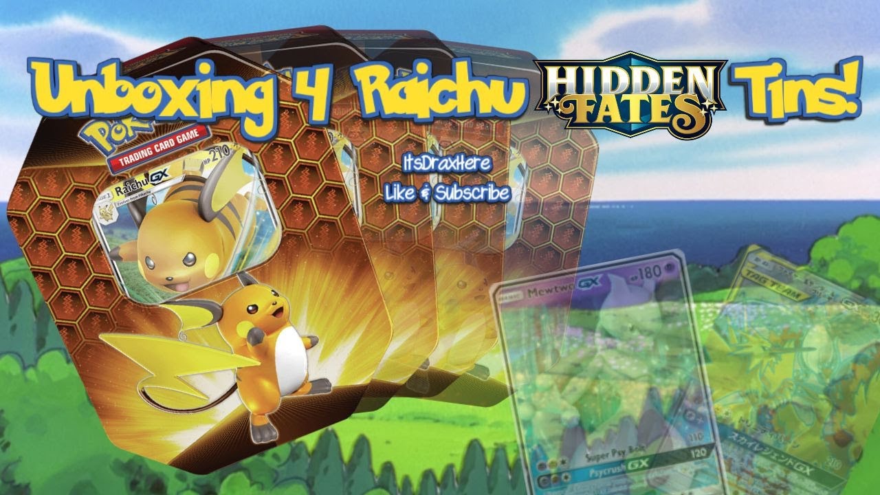 Unboxing 4 Rachu Hidden Fates Tins!