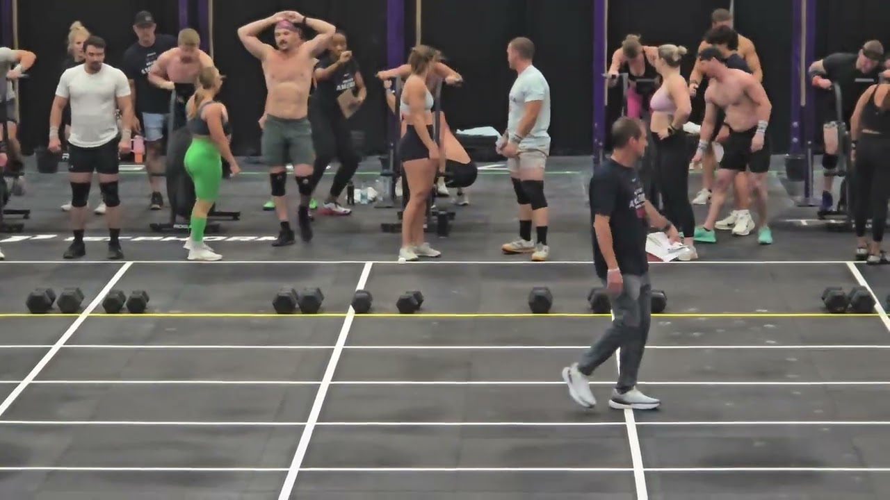 Heart of America crossfit competition 2025 Katie Jordan stacie jacob. Bike+lunge.