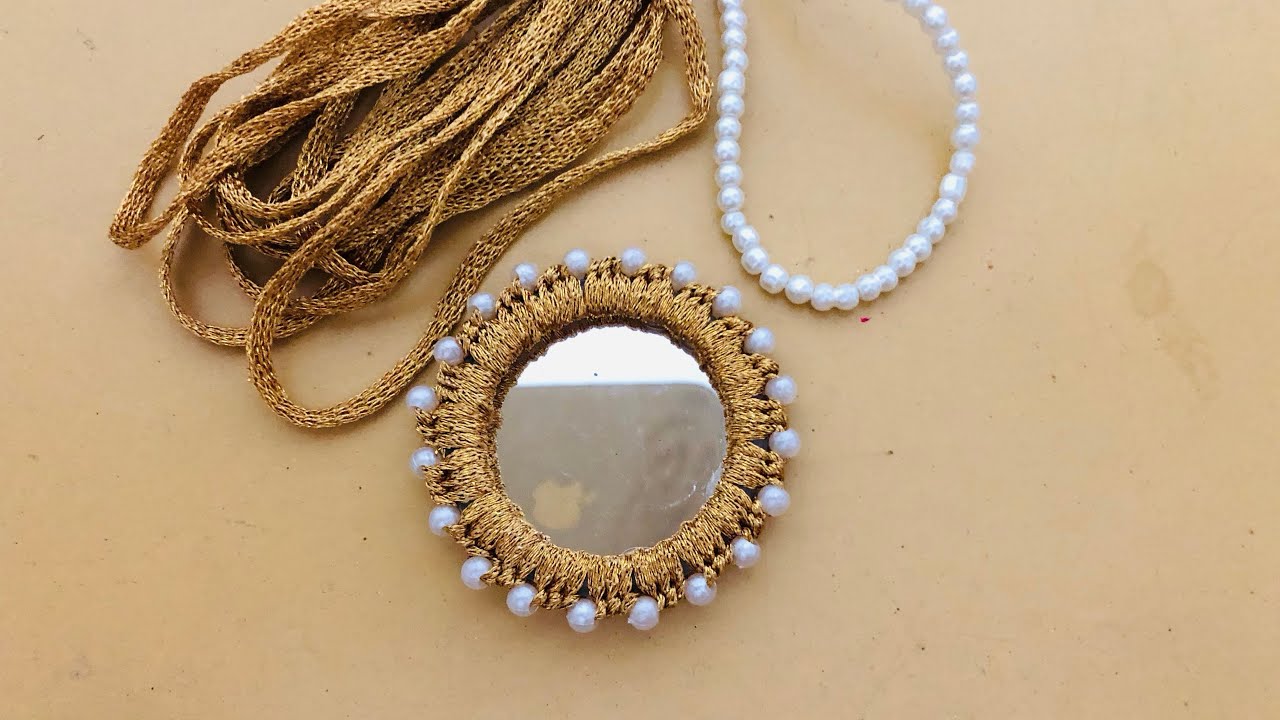 Gota Pearl Mirror Frame Method # 02 | Pearl Mirror Frame | Mirror Ring | Gota Mirror Jewellery Idea 