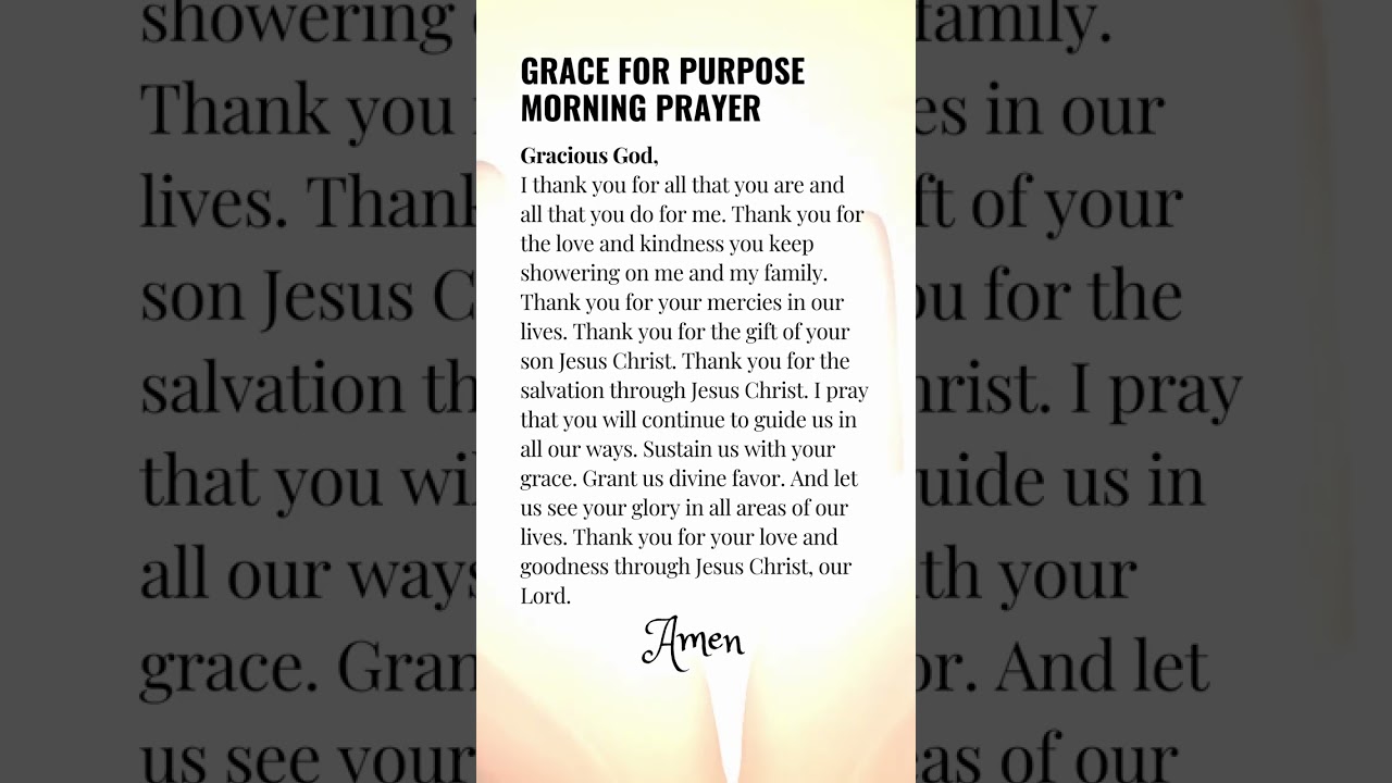 Grace for purpose morning prayer