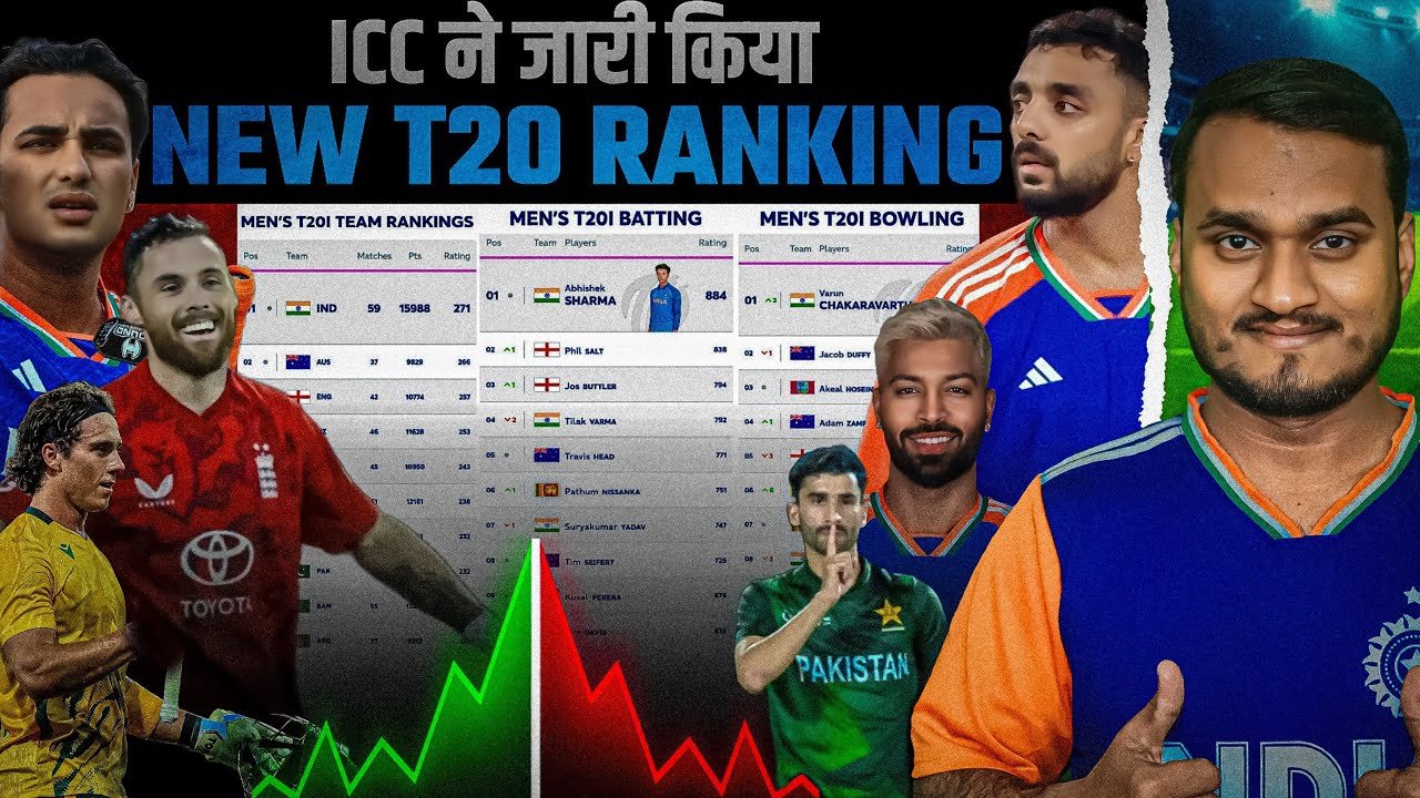 ICC Announce New T20 Rankings 2025 | T20 Teams & Players Ranking | V Chakravarthy No.1 Bowler