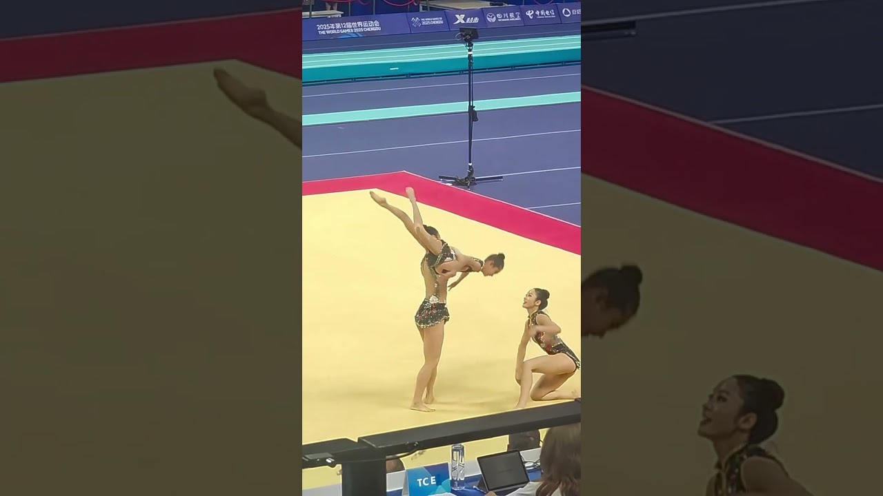 成都世运会体操技巧女子三人组，中国队夺冠过程全记录，一帧未剪 #成都世运会 #中国新闻 #体操 #体操競技