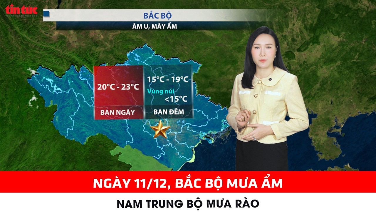 Thời tiết ngày mới 11/02 | Bắc Bộ âm u, mưa ẩm do không khí lạnh lệch Đông
