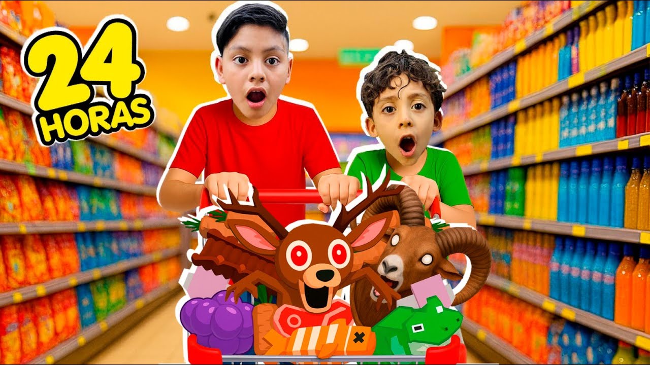 KARIM y DYLAN HACEN EL SUPER SOLOS de SOLO COMIDA de 99 NOCHES | Family Juega