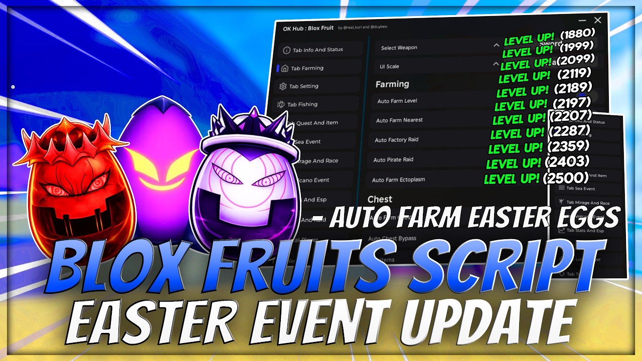 Обновление пасхального события в Blox Fruits Script &ndash; автоматическое выращивание яиц, мастерство,...
