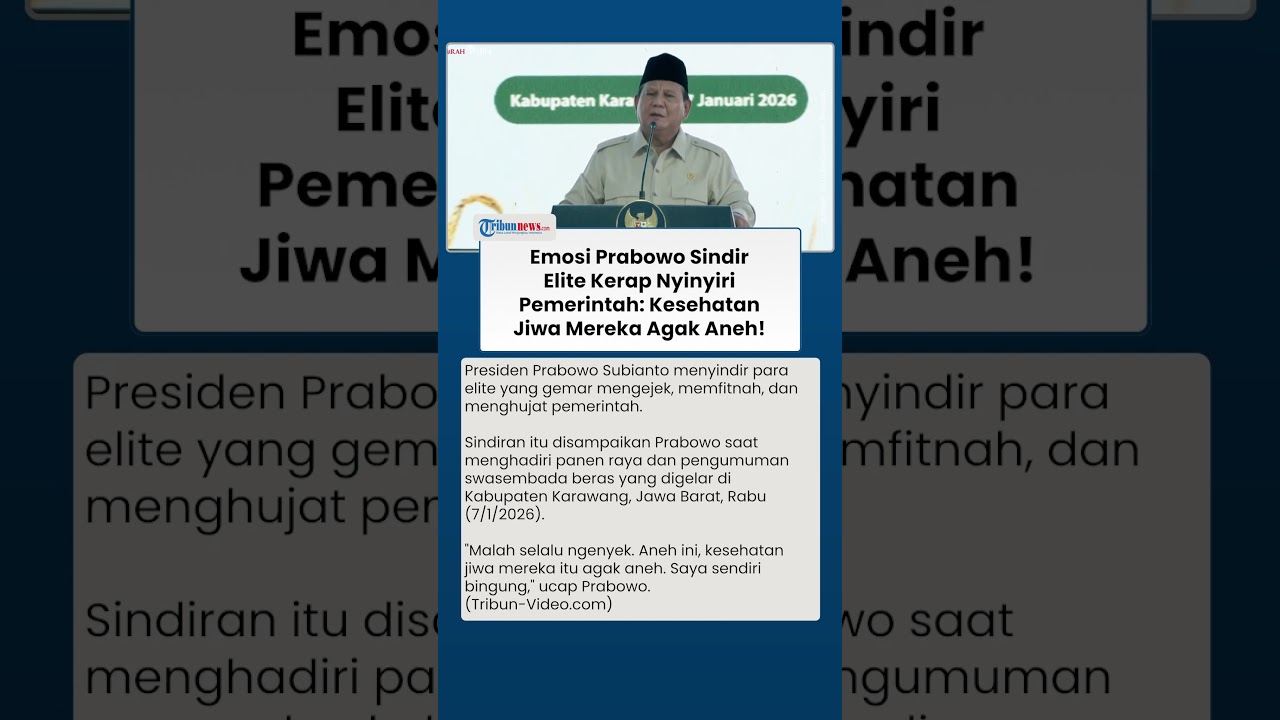 Emosi Prabowo Sindir Para Elite Kerap Nyinyiri Pemerintah: Kesehatan Jiwa Mereka Agak Aneh!