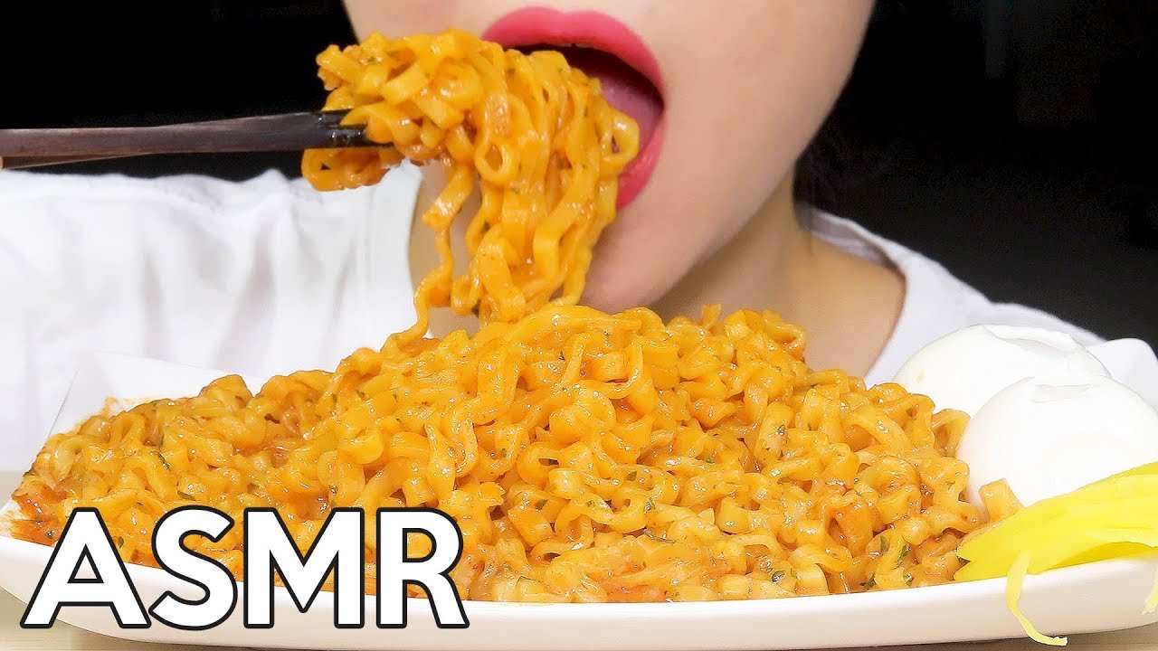 ASMR Carbo Fire Noodles Eating Sounds | 까르보 불닭볶음면 먹방 | 꾸덕꾸덕 | MINEE EATS