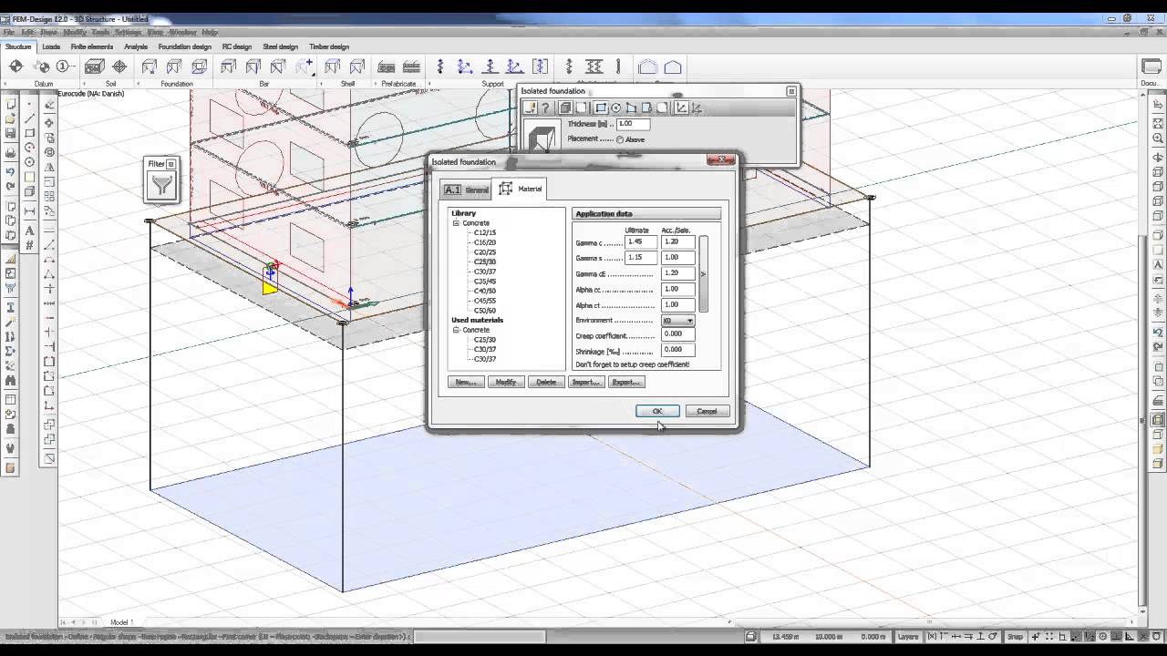 FEM-Design - Design of isolated and wall foundation.