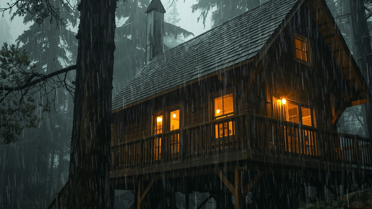 🔴 LIVE 24/7 Extreme Thunderstorm in Treehouse 🌩️🌧️ Heavy Rain & Deep Sleep Sounds