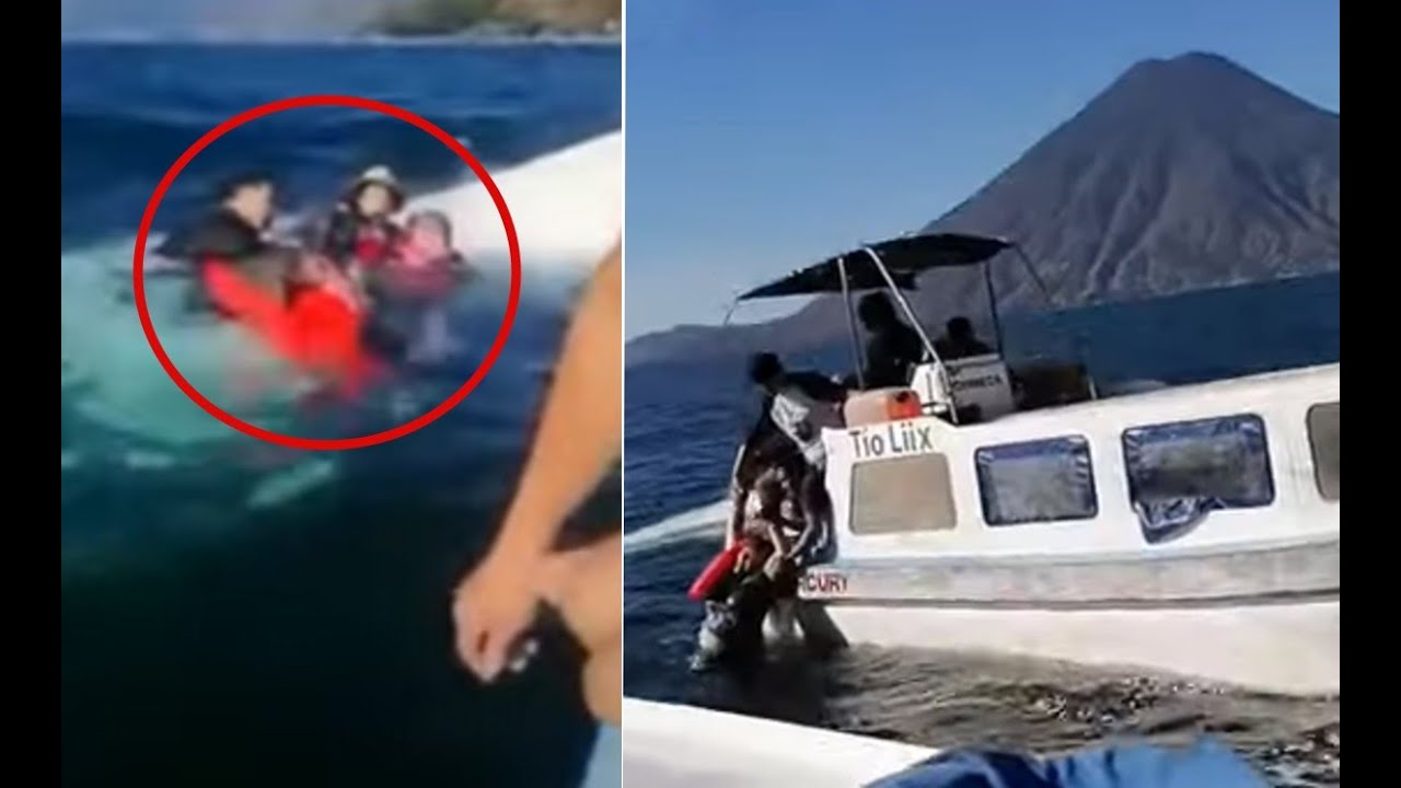 Familia se salva de perder la vida luego de que su lancha volcara en el lago de Atitlán