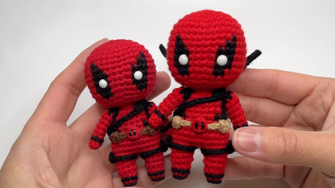 Deadpool amigurumi chibi 9 centímetros (freepattern tutorial)