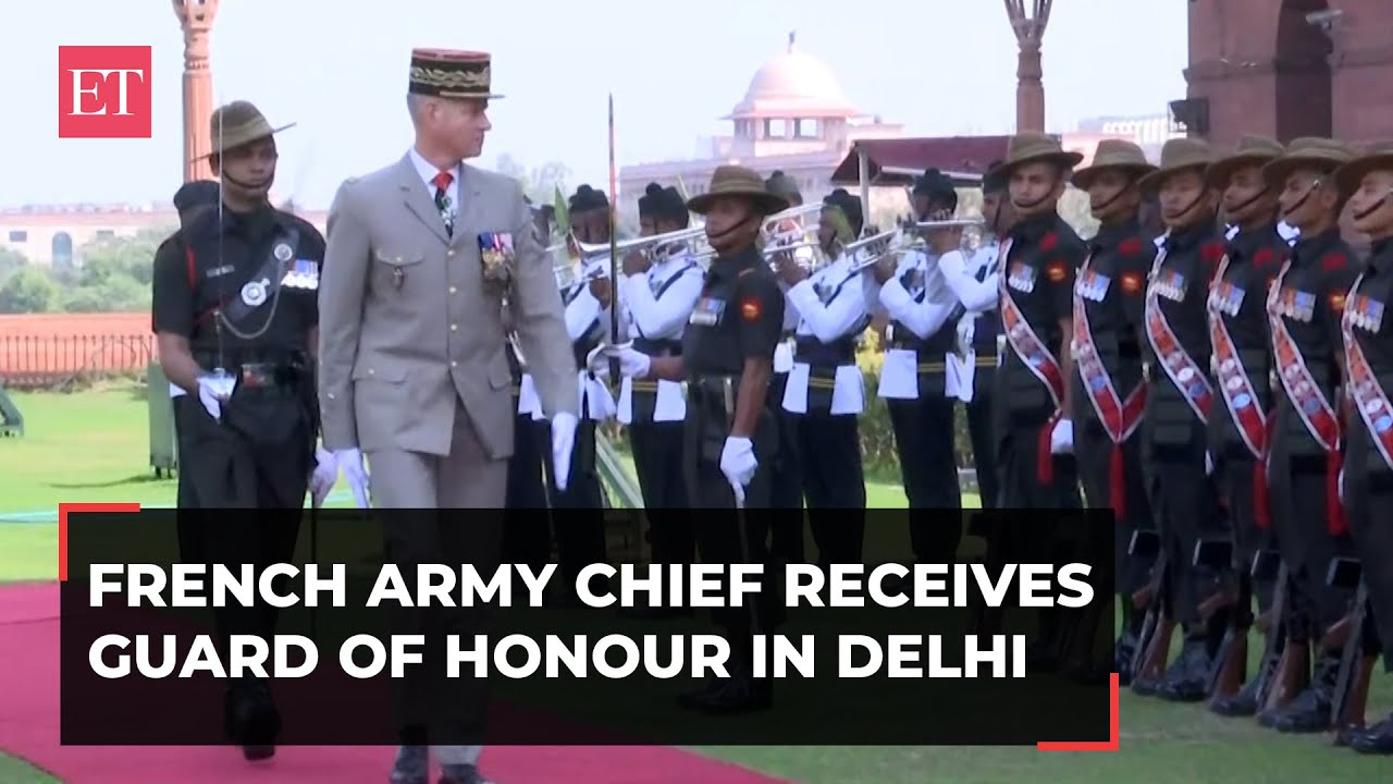 French Army Chief General Pierre Schill receives Guard of Honour in Delhi