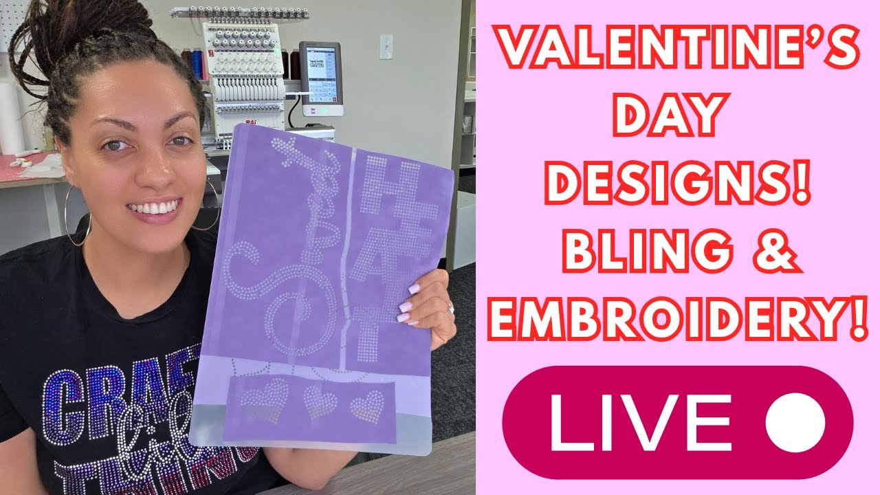 Let's Bling & Embroider A Valentines Day Design | Bling | Embroidery | Bai The Mirror Multineedle