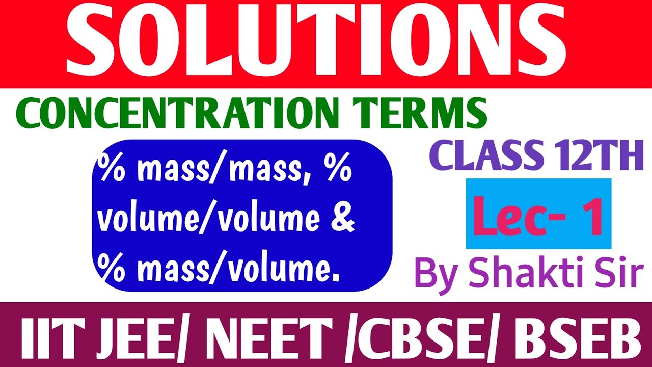 🔴 Solutions | Shakti Sir | CLASS12 | CBSE and BSEB | IIT JEE AND NEET ||