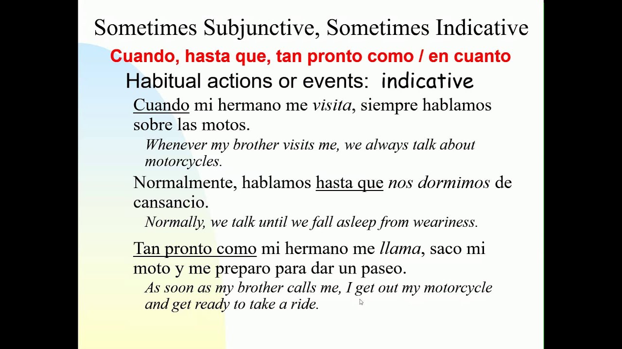 El subjuntivo en cláusulas adverbiales