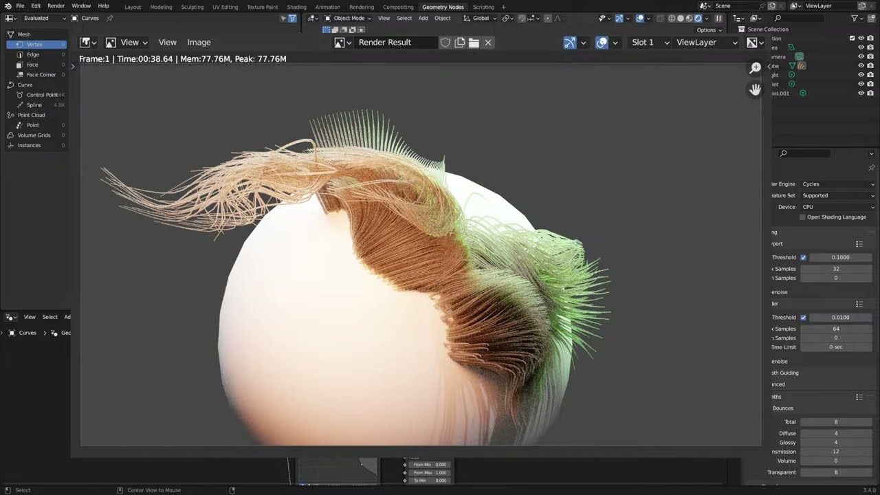 Blender 3.4 hair curve