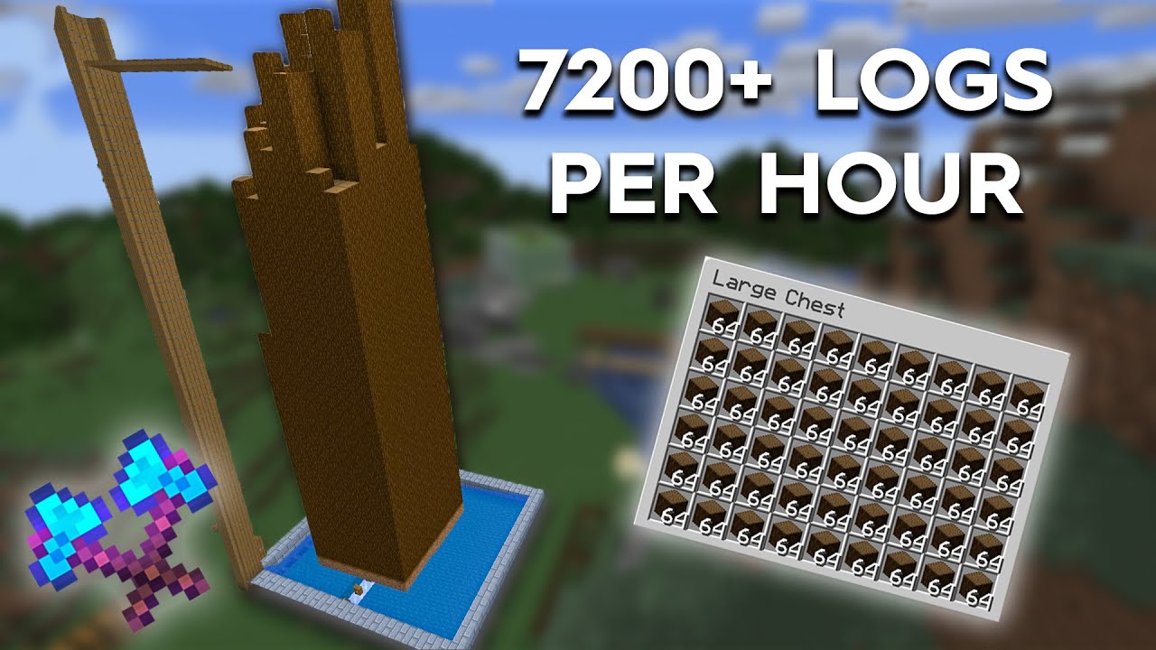 Minecraft Wood Farming - Mine 7200+ Wood Logs Per Hour - Easy Build