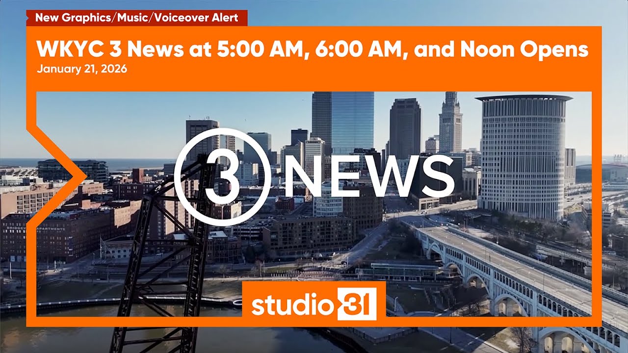 WKYC 3 News at 5:00 AM, 6:00 AM, and Noon Opens, 1/21/2026 (New Graphics/Music/Voiceover)