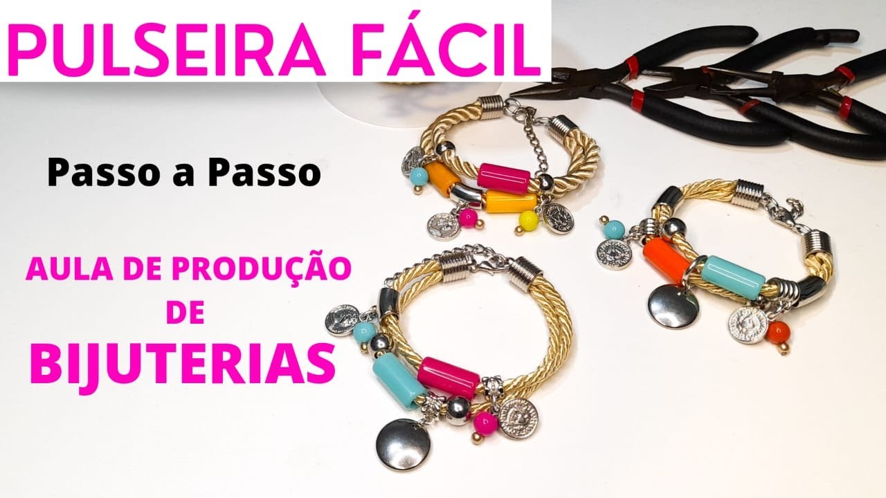 COMO FAZER PULSEIRA FÁCIL COM SOBRINHAS DE FIOS E CORDÕES- Pulseira Com Cordão-Como Fazer Bijuterias
