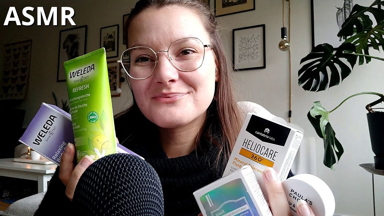 Skincare Haul (tapping, whispering, mouth sounds) ASMR svenska🤩💄💕