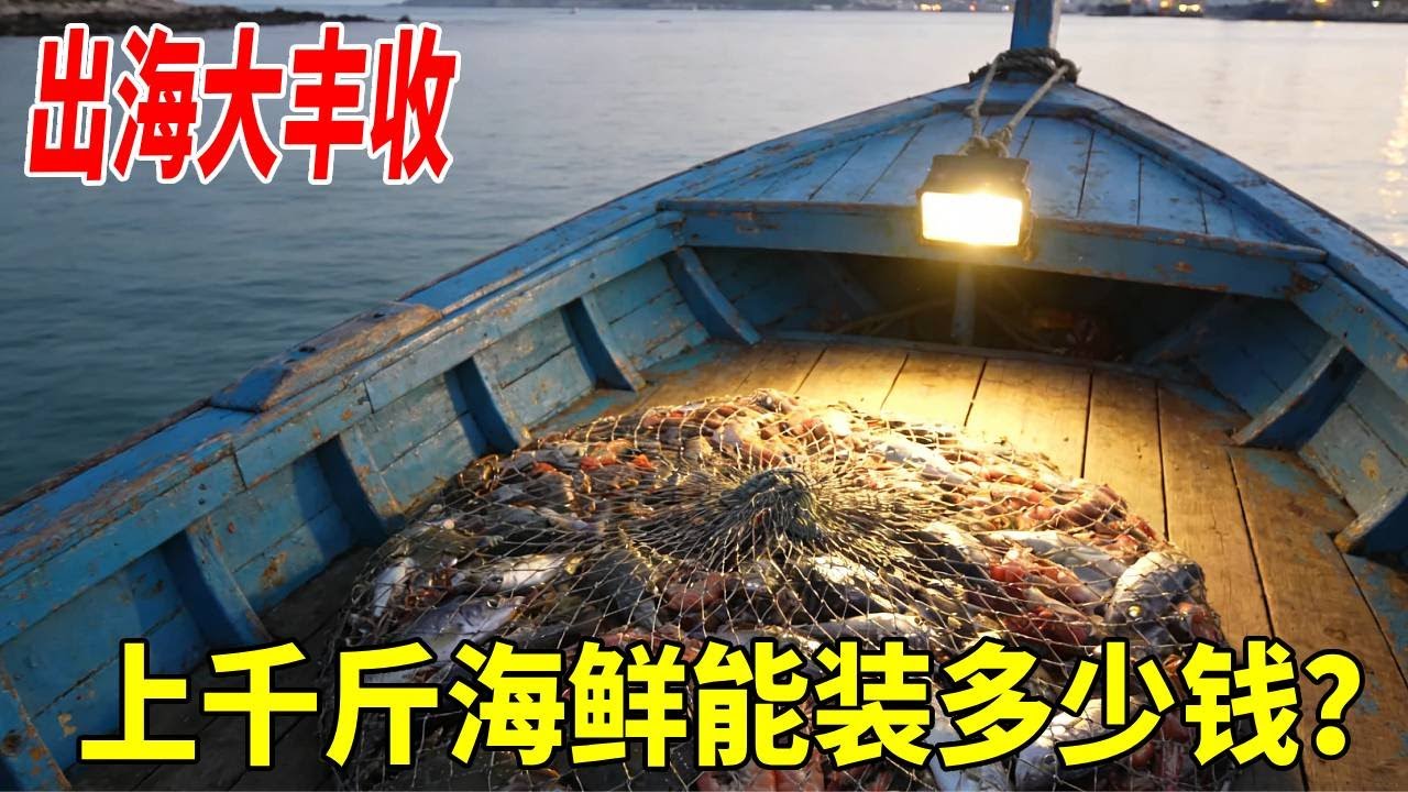 这次出海抓海鲜大丰收，抓到上千斤的海货，看看最后能卖多少钱吧 #捕鱼  #海鲜