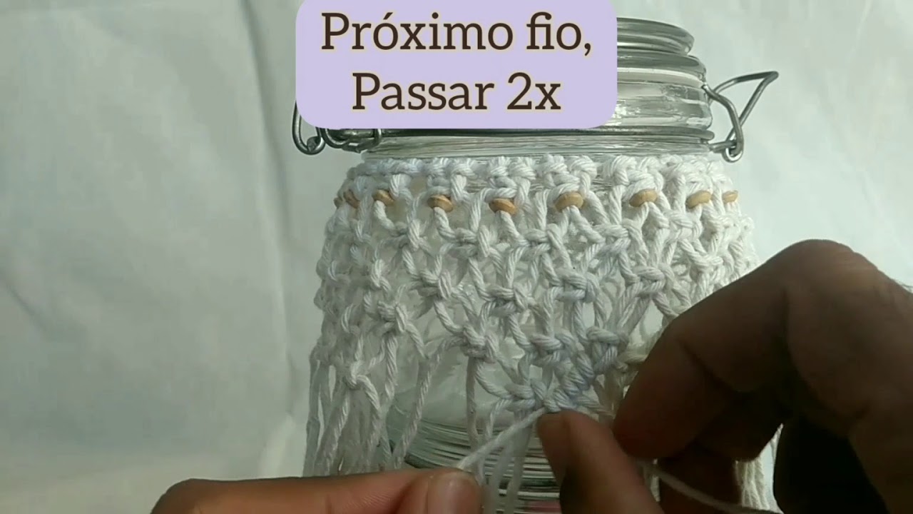 Pote de vidro 1, macrame - Decoração - processos de montagem com explicações. Tutorial - DIY
