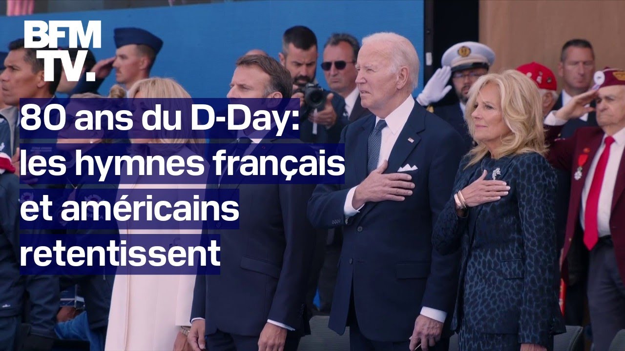 D-Day: les hymnes français et américains retentissent lors de la cérémonie franco-américaine