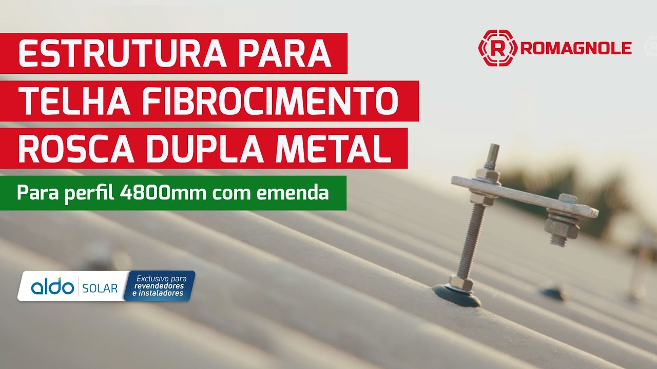Estrutura Solar para Telha Fibrocimento - Parafuso Rosca Dupla Metal (Perfil 4800mm com emenda)