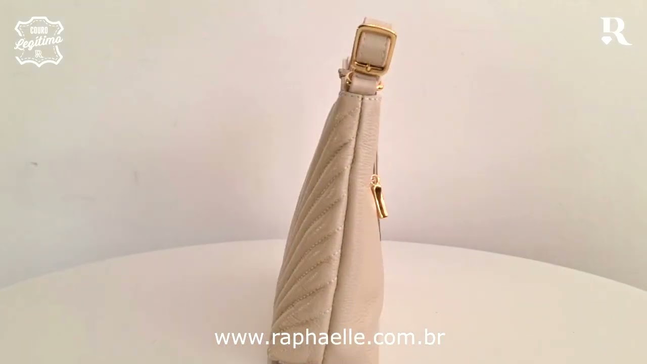 Bolsa Tira Colo V-seam Bege em Couro Legítimo - Raphaelle