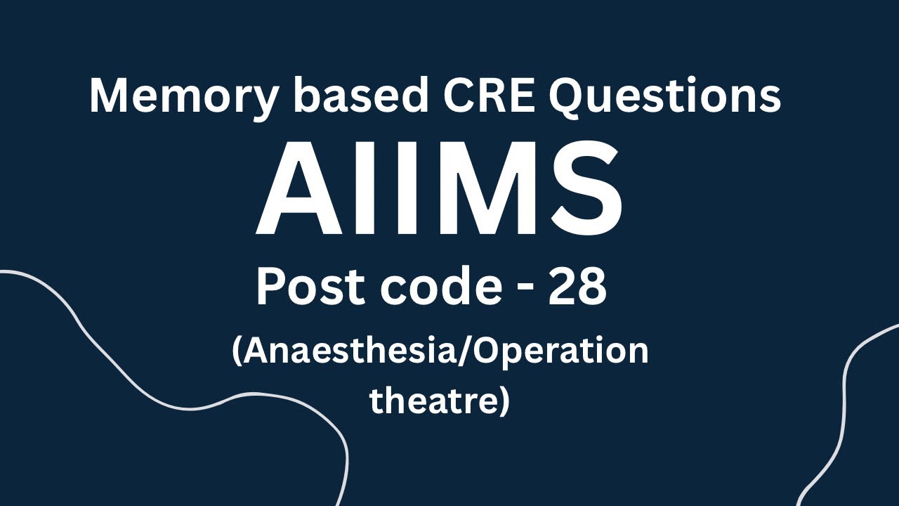 Memory based Questions AIIMS CRE | Ot technologist/ Anesthesia technologist | 2025 | Ot technician