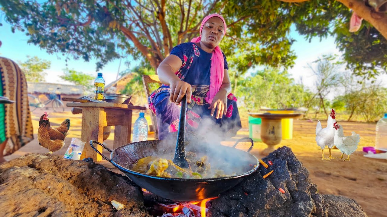 Unbelievable African Village #cooking: The Ultimate Vegetable Fried Rice With Crispy Chicken Recipe!
