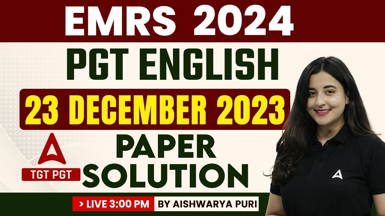 EMRS PGT English Previous Year Question Paper | English By Aishwarya Puri