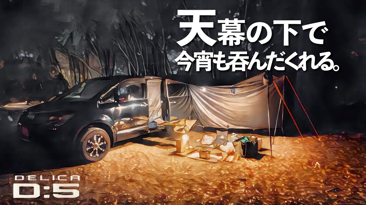 【デリカDIY】コスパ最高タープで出来る簡単カーサイドタープ|車中泊|ソロキャンプ