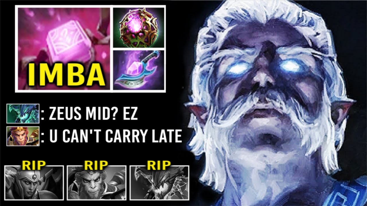 SUPER CARRY Late Game Zeus First Item Phylactery vs OD Crazy Max Cast Range Can't Catch Him Dota 2