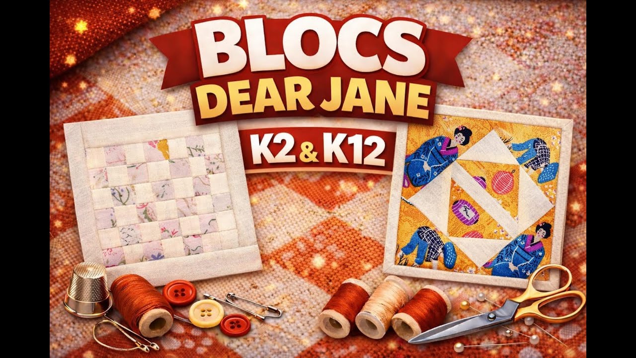 Vidéo 127 - Dear Jane en Français - Blocs K2 & K12 Jane Stickle's quilt #dearjane #couture #quilted