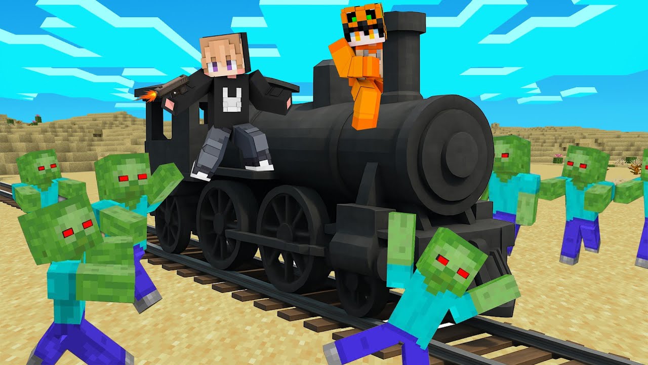 KITA NAIK KERETA API DAN BERTAHAN DARI SERANGAN ZOMBIE DI MINECRAFT!!