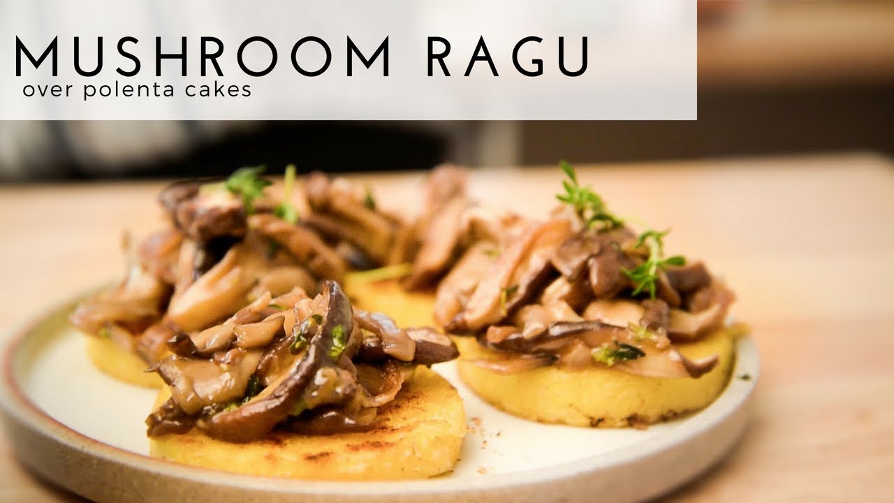 HOW TO MAKE MUSHROOM RAGU over Crispy Polenta Cakes || vegan, dairy-free, gluten-free #ad