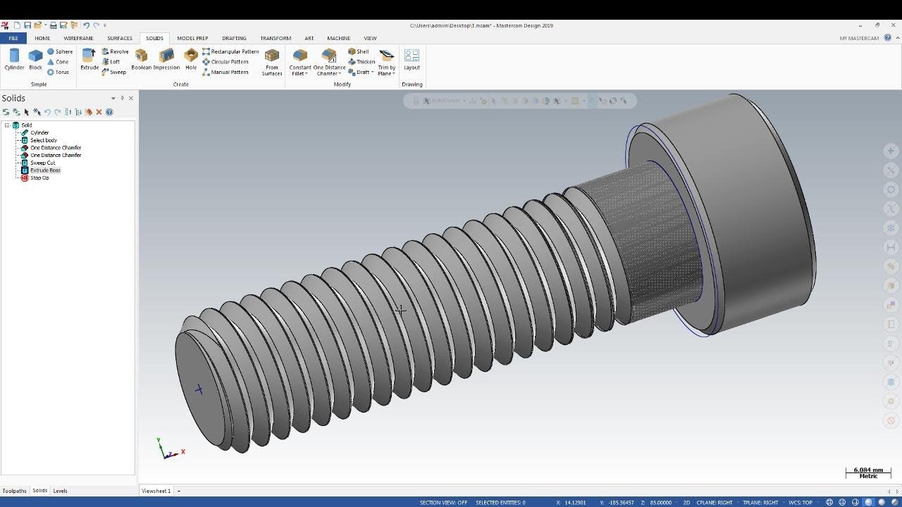 Tutorial MasterCam 2019: Draw Screw Thread
