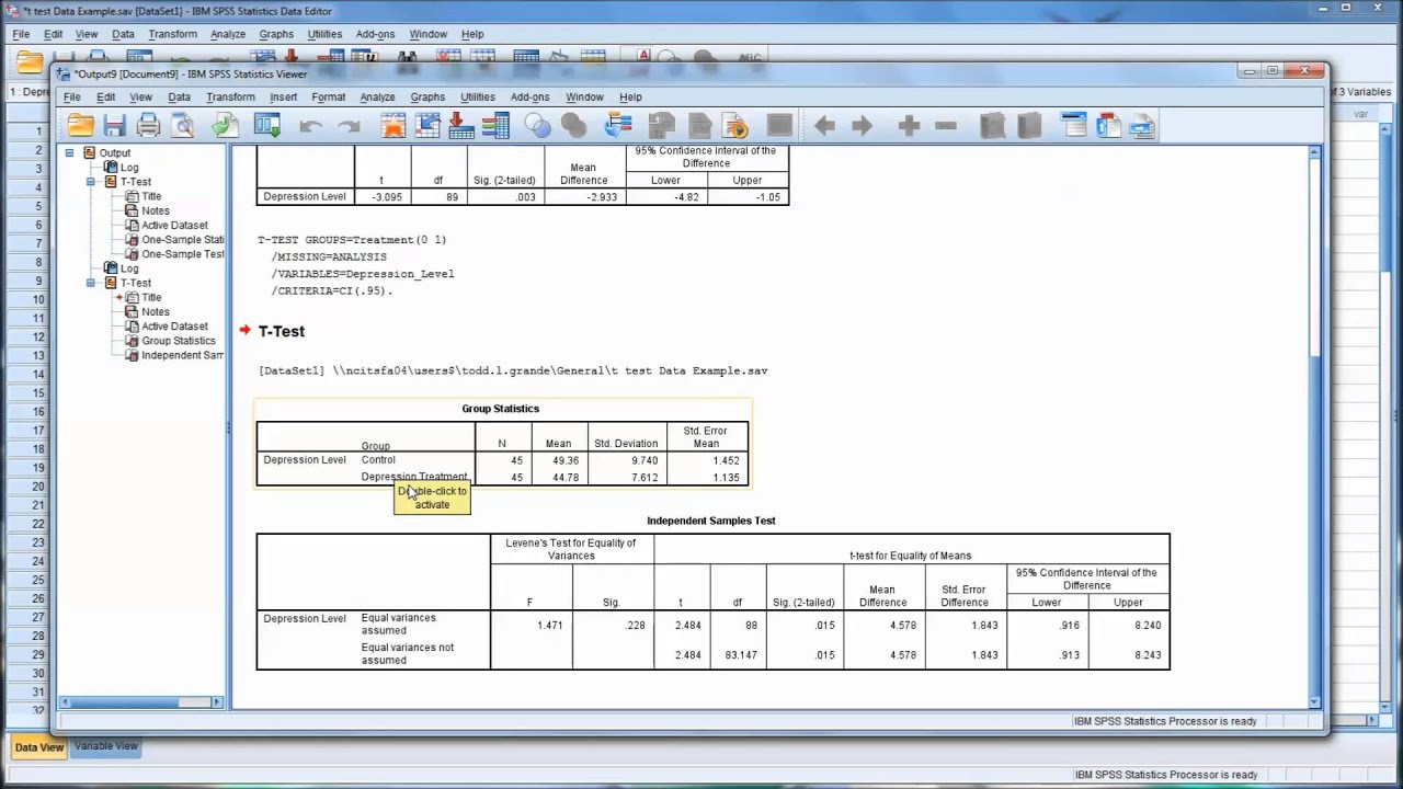 One-Sample and Independent-Samples T Tests in SPSS