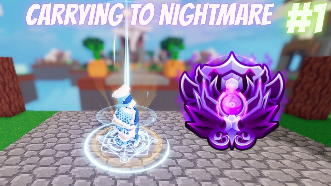 CARRYING My FRIEND To NIGHTMARE RANK.. (Roblox Bedwars)