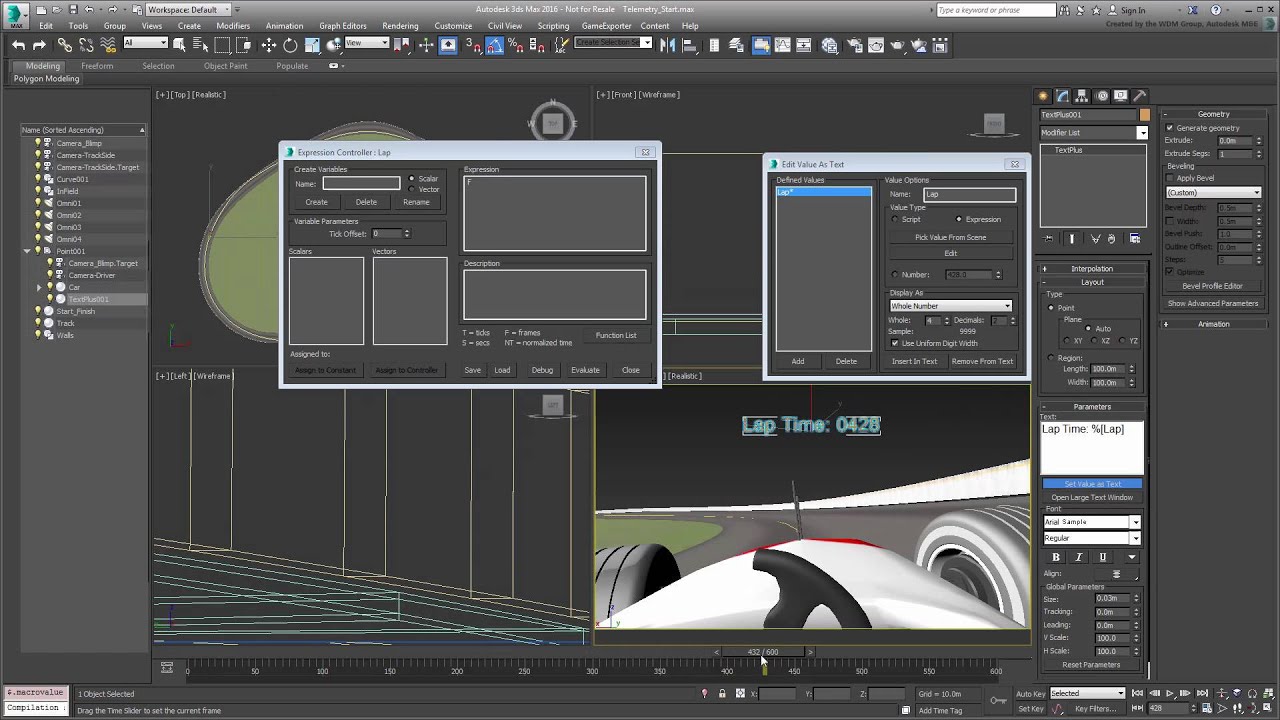 Using TextPlus in 3ds Max - Value as Text