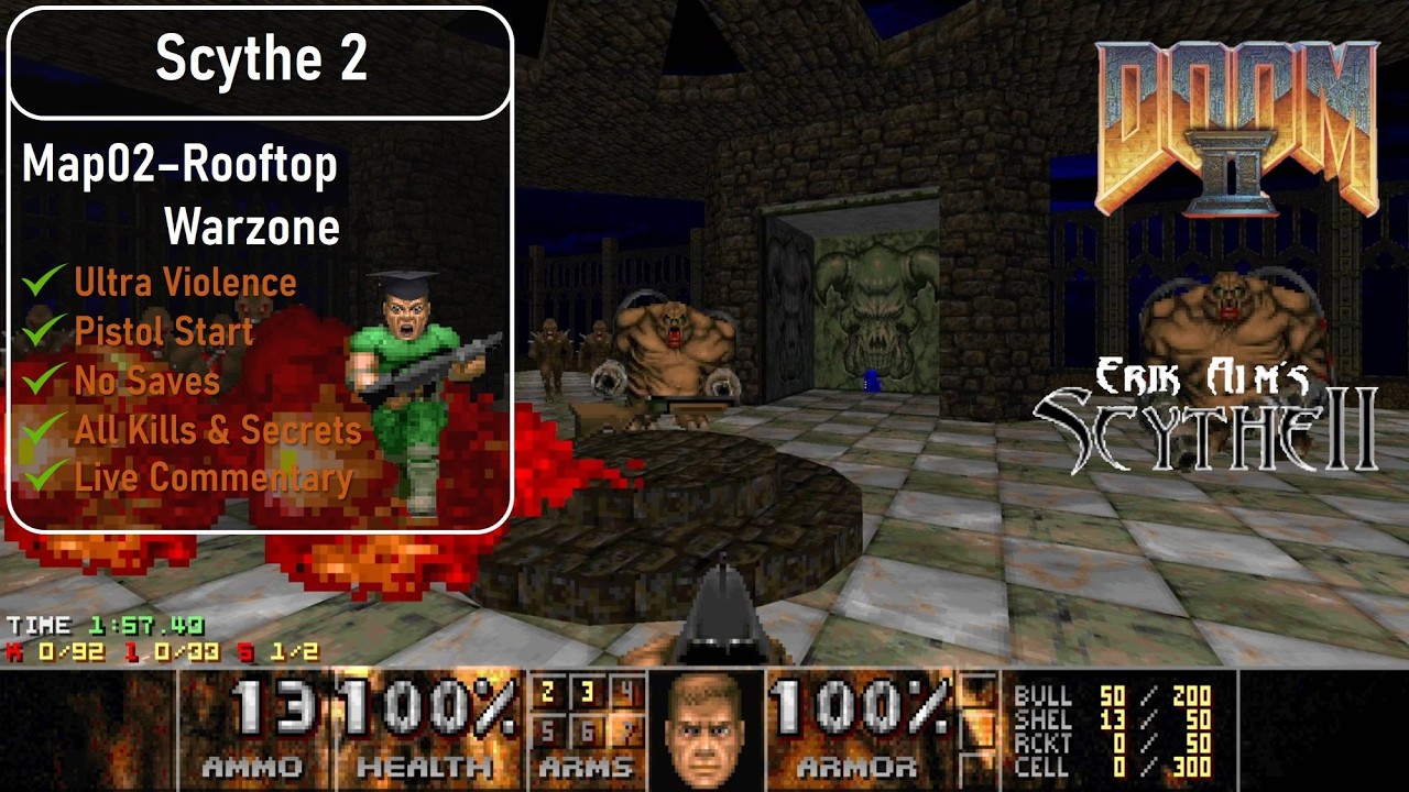 Scythe 2 Map02 - Rooftop Warzone [Doom 2, UV, Pistol, 100%]