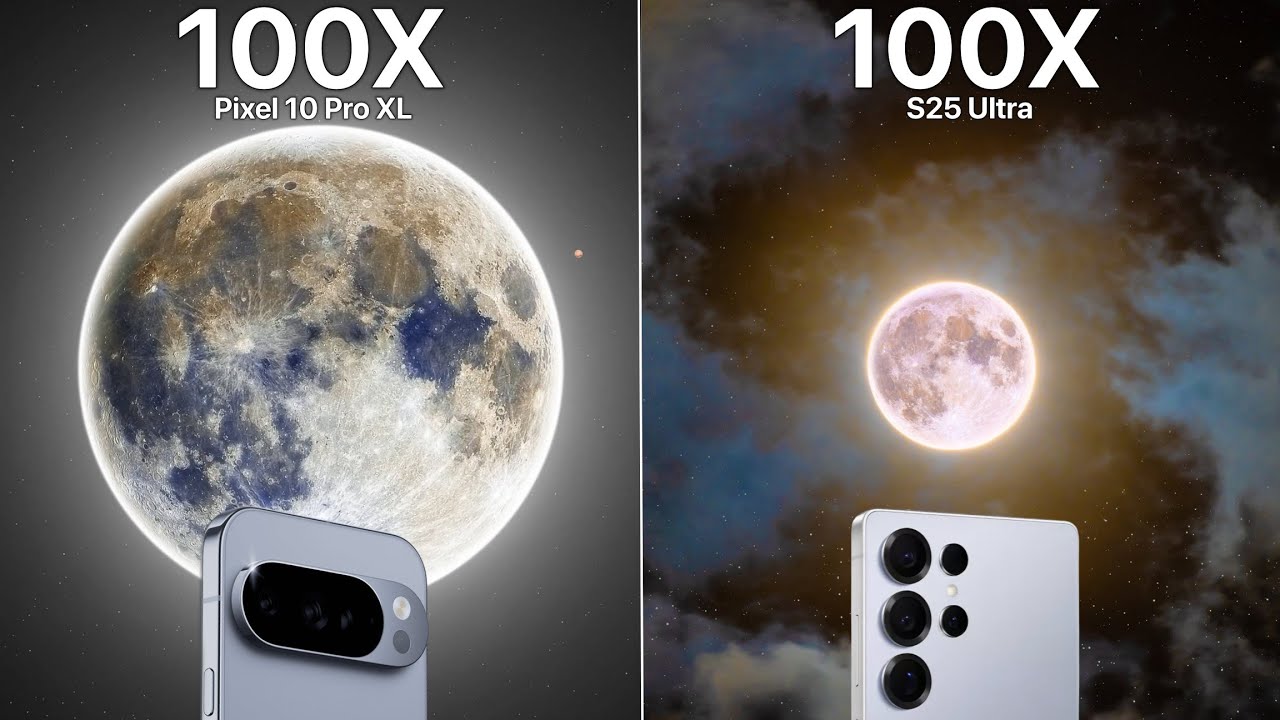 Google Pixel 10 Pro XL VS Galaxy S25 Ultra Live Moon Zoom Test Comparison